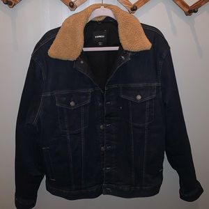Express Men’s Large Jean Jacket with Sherpa Collar, basically new